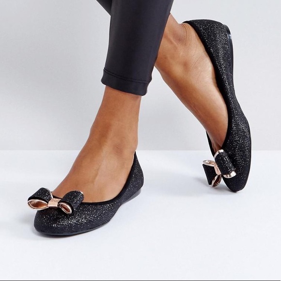 Ted Baker London Shoes Ted Baker Sually Black Shimmer Ballet Flats